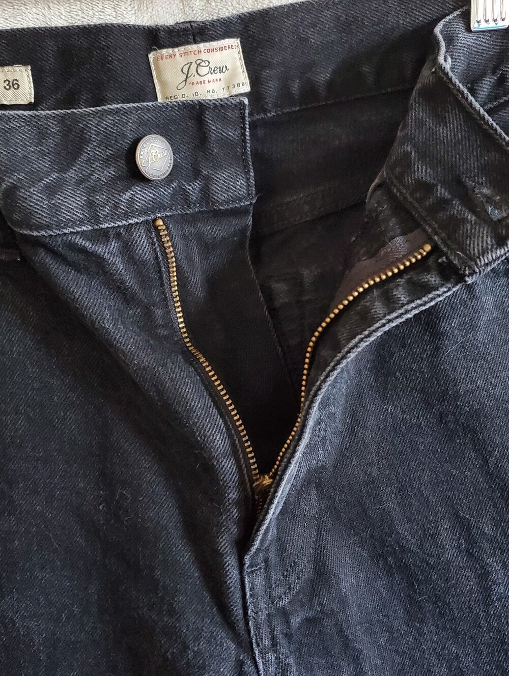 J.Crew Jeans Mens 34x36 Black Classic Straight Leg Dark Wash Denim 100% Cotton - Picture 5 of 15